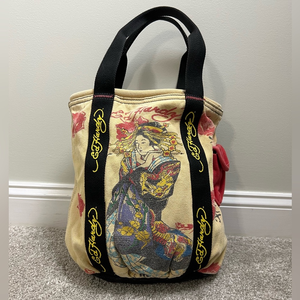 Vintage Ed Hardy Geisha & Phoenix Tote Bag